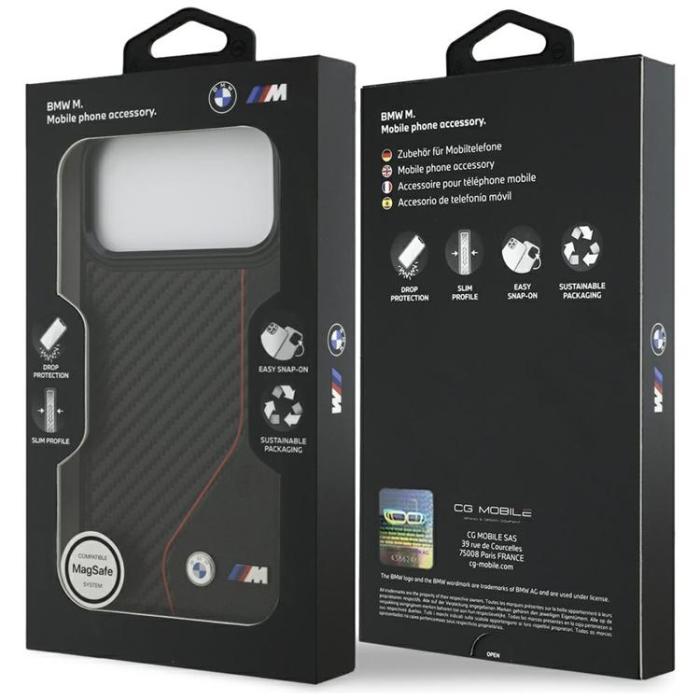 BMW - BMW iPhone 17 Pro Max Mobilskal MagSafe M Carbon Line & Logo - Röd