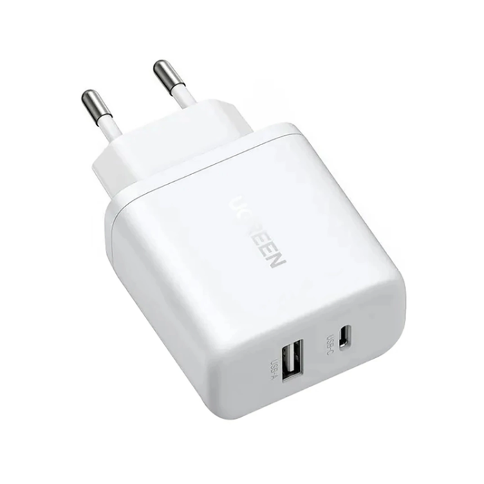 Ugreen - Ugreen GaN Snabbladdare 20W USB-C - USB-A - Vit