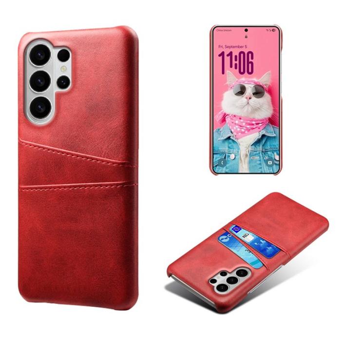 OEM - Mobilskal till Samsung Galaxy S26 Ultra PU Läder + Hård PC - Röd