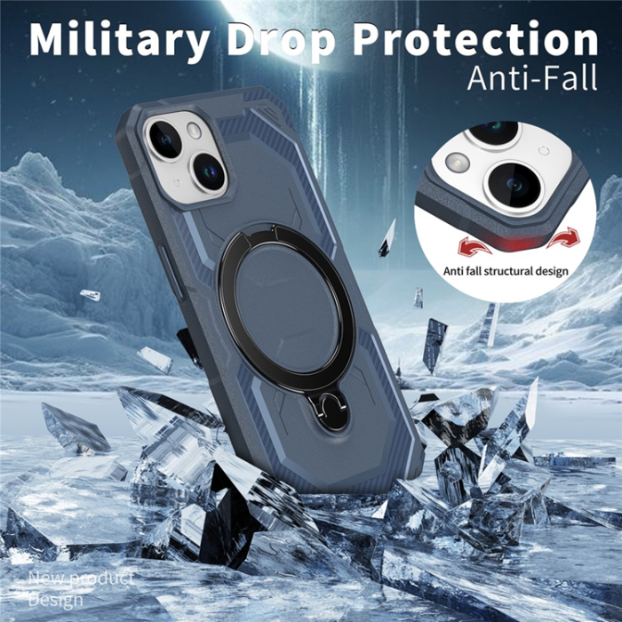 A-One Brand - iPhone 15 Mobilskal MagSafe Kickstand TPU + PC - Blå