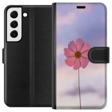 Gustaf - Pl&aring;nboksfodral till Samsung Galaxy S22 5G med Rosa blomma