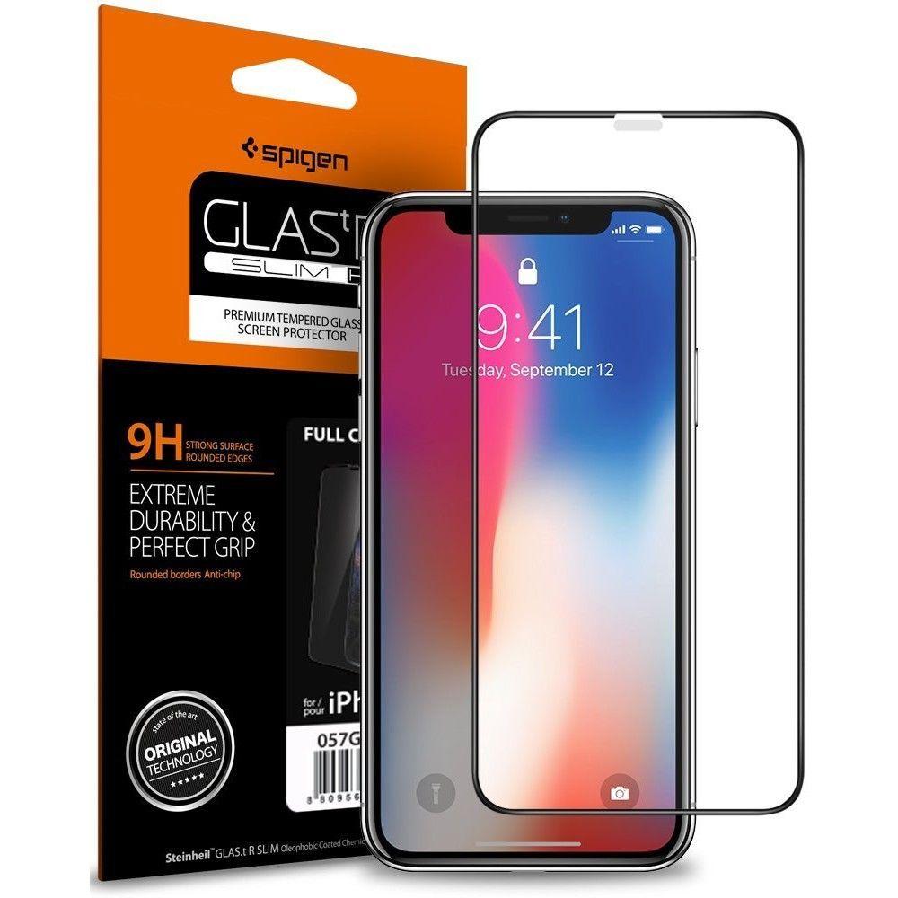 Spigen FC Härdat Glas Skärmskydd iPhone X/XS/11 Pro - Svart | 5468 | AlltMobil