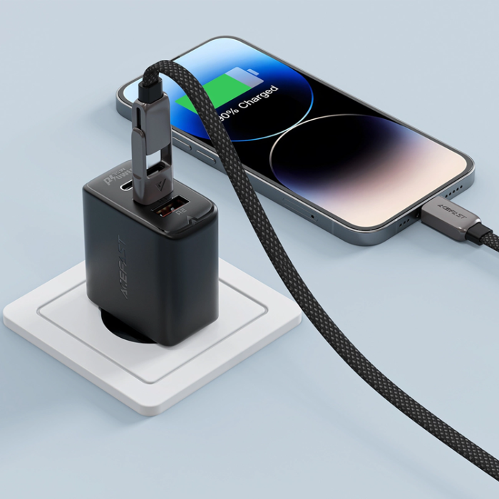 Acefast - Acefast USB-C - USB-A - USB-C 3A Kabel 1.2m 480Mb/s - Svart