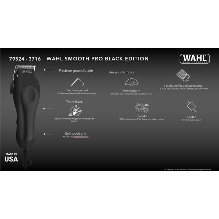 WAHL - WAHL Professionell Hårklippare Smooth PRO BLACK EDITION