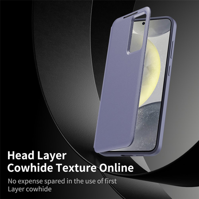 A-One Brand - Galaxy S24 Plånboksfodral View Window Läder - Grå Lila