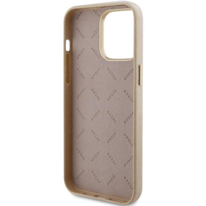 Guess - Guess iPhone 15 Pro Max Mobilskal Glitter Glossy Script - Guld