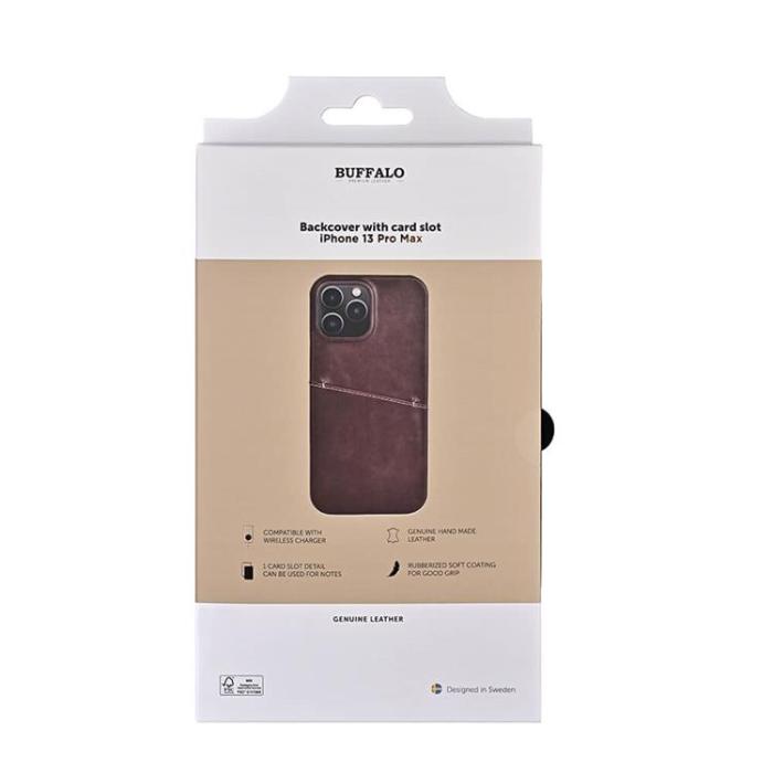 BUFFALO - BUFFALO äkta läder Skal iPhone 13 Pro Max - Brun
