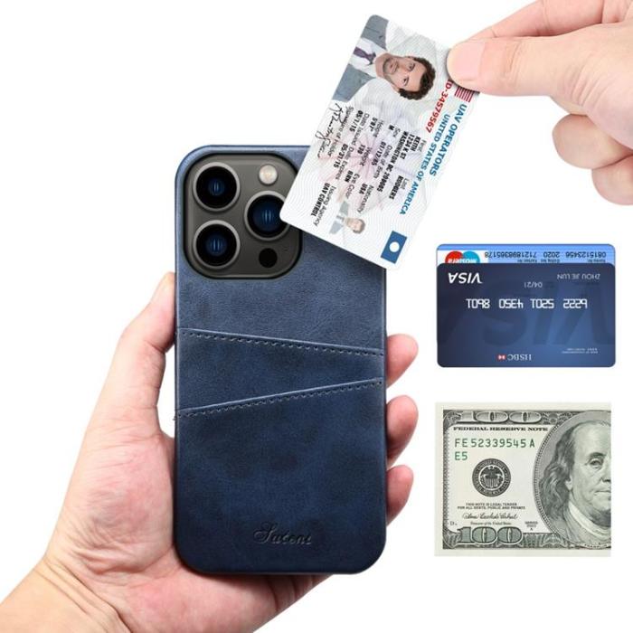 SUTENI - SUTENI iPhone 14 Pro Max Skal Korthållare - Blå