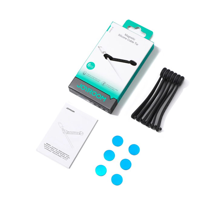 Joyroom - [6-Pack] Joyroom Silikon Magnetiska Kabelband - Svart