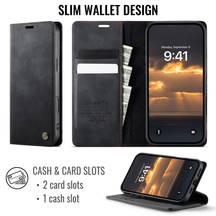 Caseme - Caseme iPhone 17 Plånboksfodral RFID Blocking 033 Series - Svart