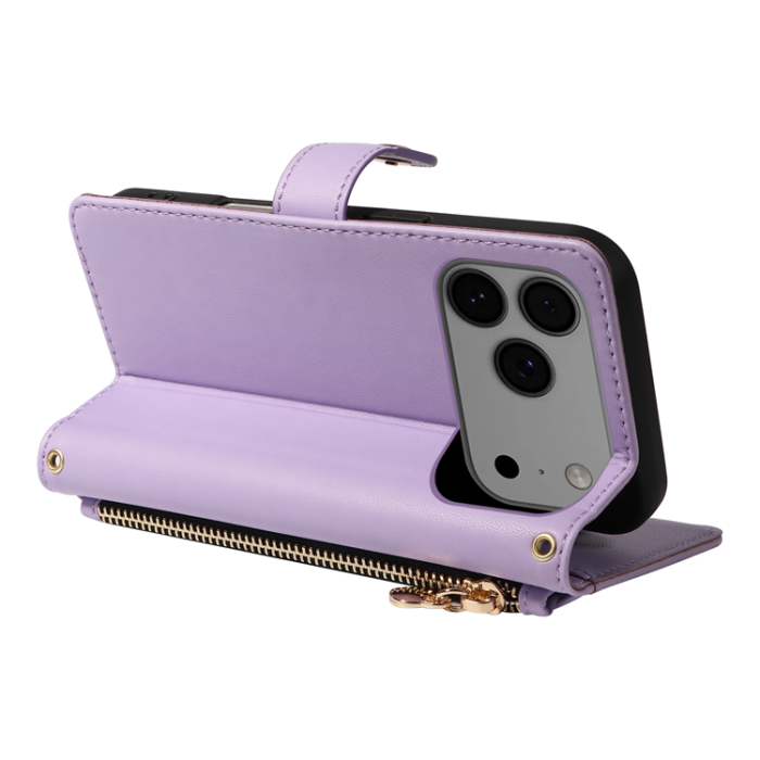 A-One Brand - iPhone 17 Pro Max Plånboksfodral Rhombus Läder - Lila