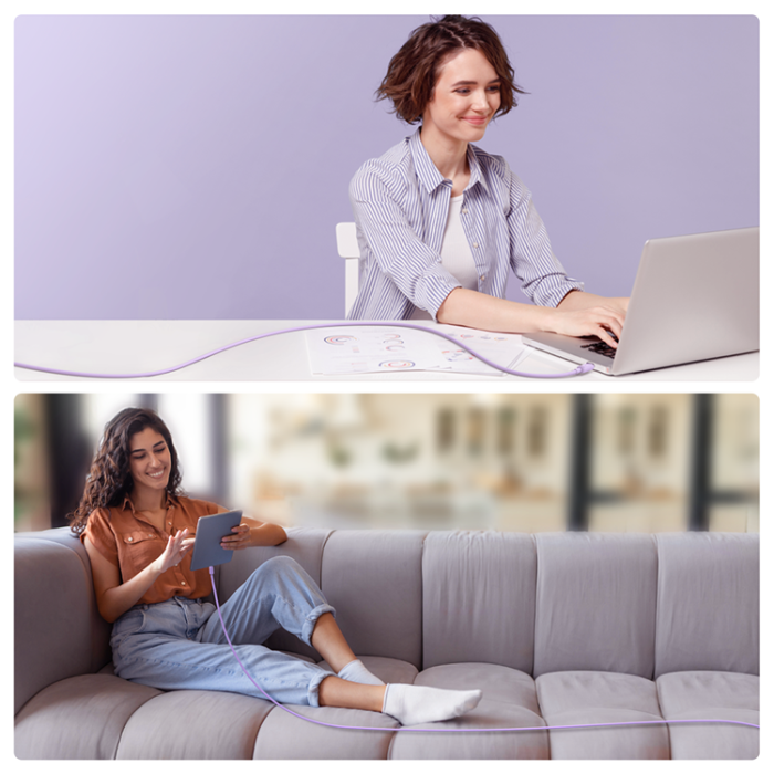 Joyroom - Joyroom USB-C till USB-C kabel 100W 1.2m - Lila