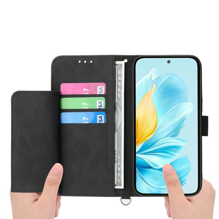 OEM - Samsung Galaxy S26 Plånboksfodral Blommönster Konstläder - Svart