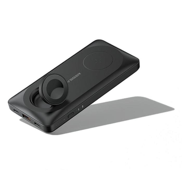 Veger - VEGER Powerbank 10000 mAh Magsafe 22.5W med trådlös laddning - Svart