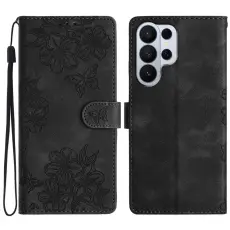 OEM - Mobilskal till Samsung Galaxy S26 Ultra KonstL&auml;der Fj&auml;rilsm&ouml;nster - Svart