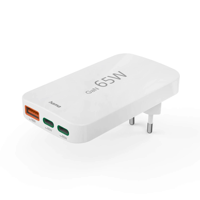 Hama - Hama Snabbladdare 65W 2xUSB-C 1xUSB-A Flat - Vit