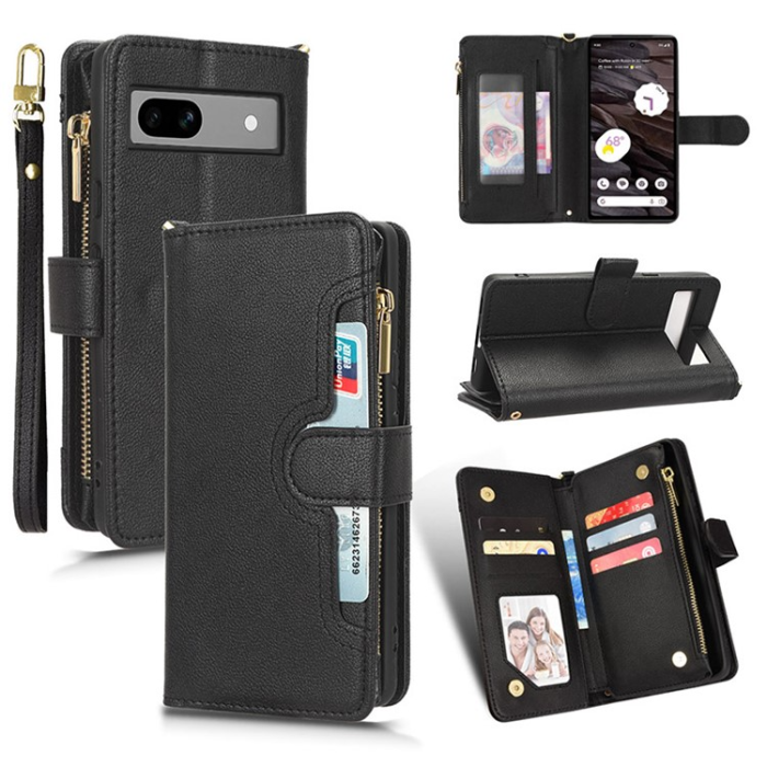 A-One Brand - Google Pixel 7A Plånboksfodral Zipper - Svart