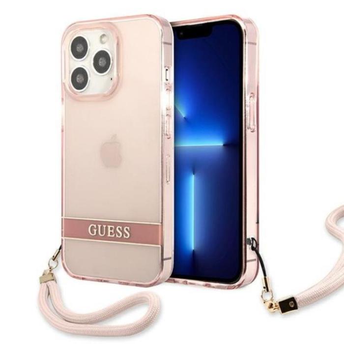 Guess - Guess iPhone 13 Pro Skal Translucent Stap - Rosa