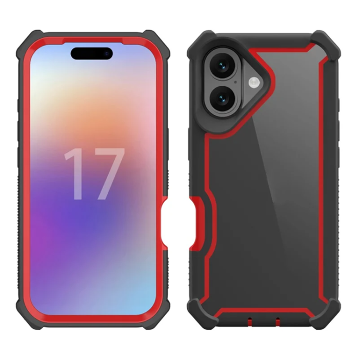A-One Brand - iPhone 17 Mobilskal TPU + PC Shockproof - Svart/Röd
