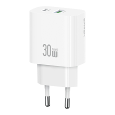USAMS - USAMS Snabbladdare 30W USB-A - USB-C EU CC316 T65 - Vit