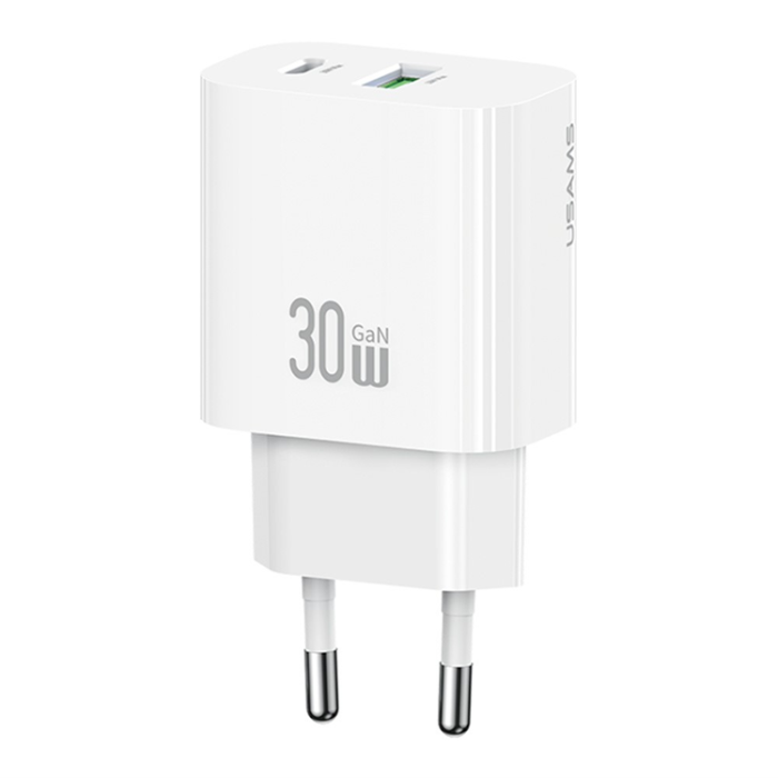 USAMS - USAMS Snabbladdare 30W USB-A - USB-C EU CC316 T65 - Vit