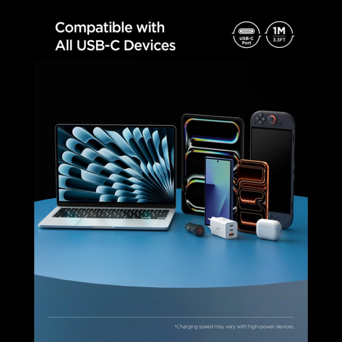 Spigen - Spigen EB10010CCA Essential USB-C till USB-C Kabel 100W 1m - Svart