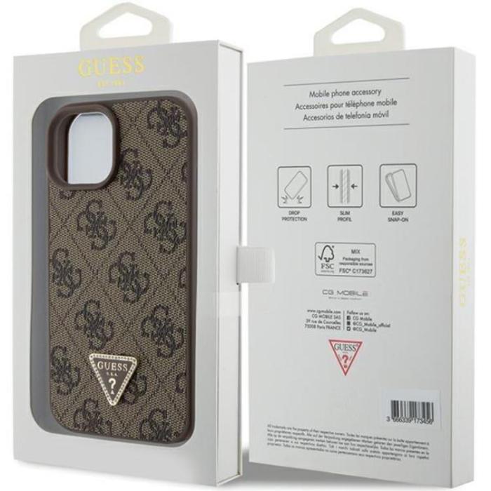 Guess - Guess iPhone 15 Mobilskal Triangle Strass - Brun