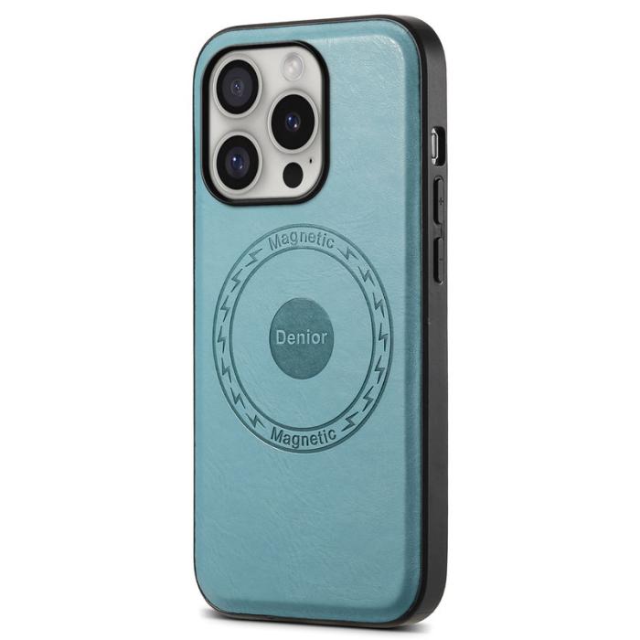 DENIOR - DENIOR A10 Mobilskal till iPhone 16 Pro Max Äkta Läder Blå