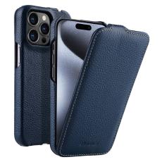 Melkco - MELKCO Mobilskal till iPhone 15 Pro Litchi Textur &Auml;kta L&auml;der + PC - Bl&aring;
