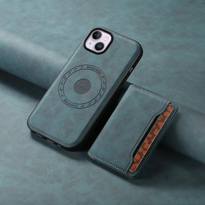DENIOR - DENIOR D13 Mobilskal till iPhone 14 Plus i läder och TPU - Blå
