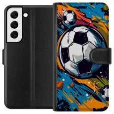 Gustaf - Pl&aring;nboksfodral till Samsung Galaxy S22+ 5G med Fotbollar