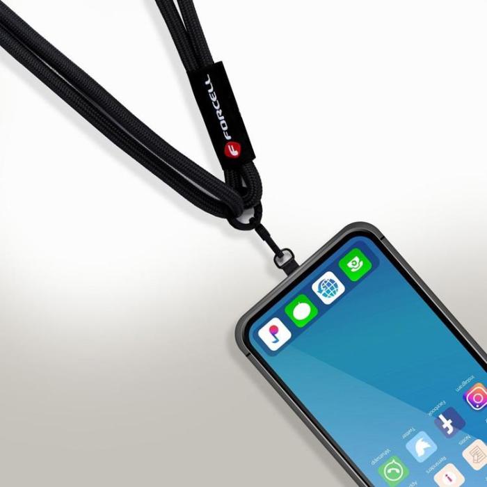 Forcell - Forcell Crossbody Mobilrem Lanyard med Justerbar Längd - Svart