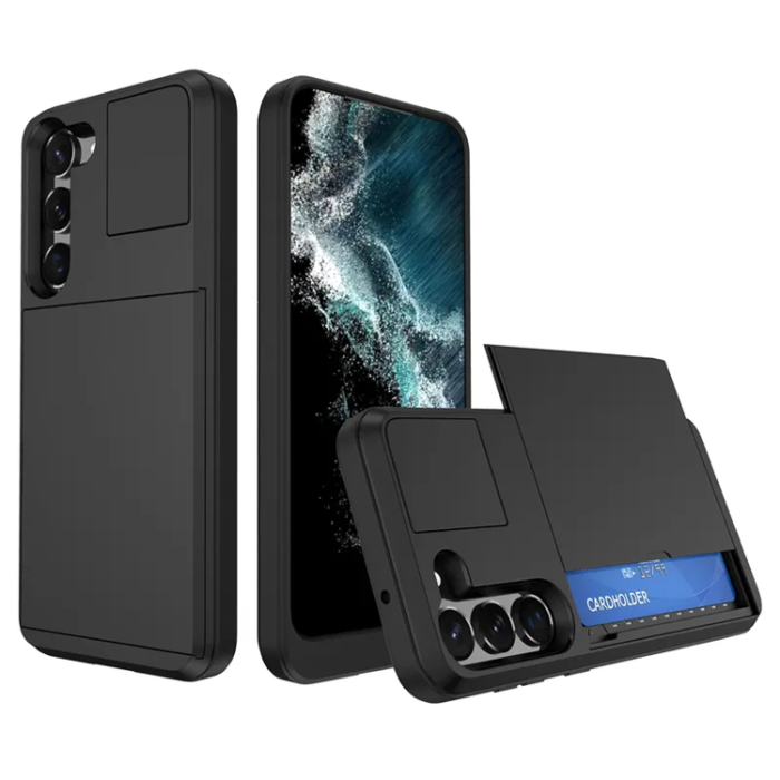 A-One Brand - Galaxy S23 Plus Mobilskal Korthållare Anti-drop - Svart
