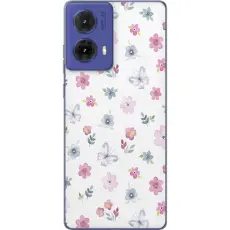 Gustaf - Mobilskal till Motorola Moto G85 med Blommor och fj&auml;rillar