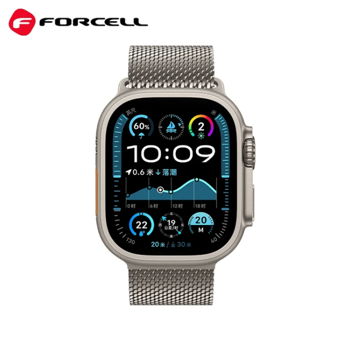 Forcell - Forcell Apple Watch (38/40/41) Armband Stainless Steel - Silver