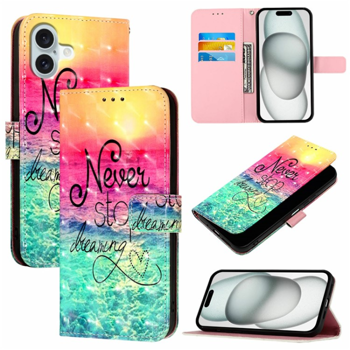 A-One Brand - iPhone 16 Plus Plånboksfodral Printing Pattern Med Rem