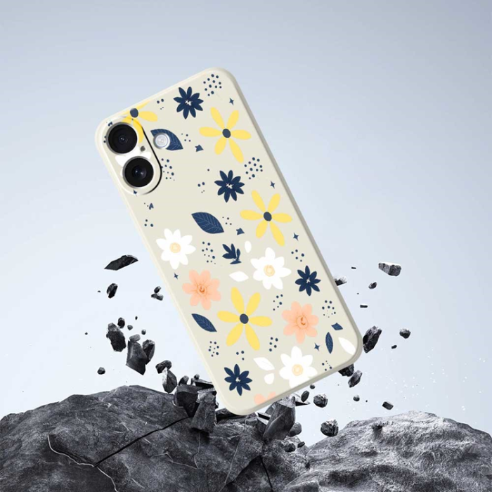 A-One Brand - iPhone 17 Mobilskal Colorful Floral Blue Leaves TPU - Lila