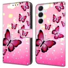 A-One Brand - Galaxy A17 5G Plånboksfodral Pattern Printing - Rosa Butterfly