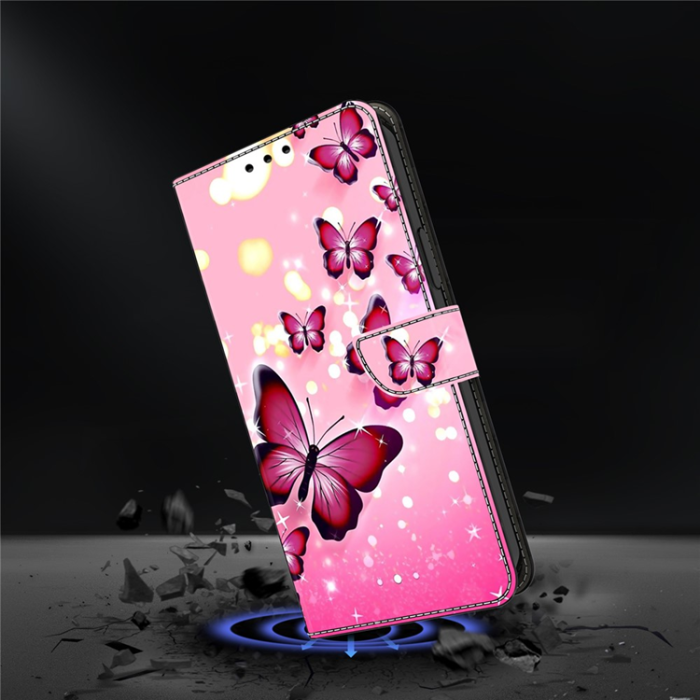 A-One Brand - Galaxy A17 5G Plånboksfodral Pattern Printing - Rosa Butterfly