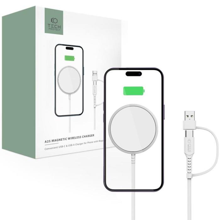 Tech-Protect - Tech-Protect Magsafe Magnetisk Trådlös laddare - Vit