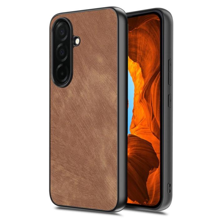 OEM - Mobilskal för Samsung Galaxy S26 Plus Stötbeständig Slim Retro Konstläder - Brun