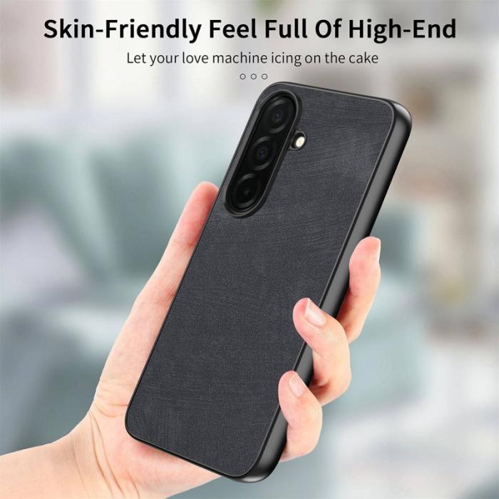 OEM - Mobilskal för Samsung Galaxy S26 Plus Stötbeständig Slim Retro Konstläder Svart