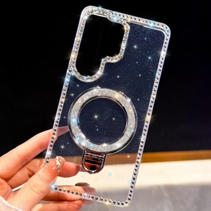 OEM - Mobilskal för Samsung Galaxy S26 Ultra Kickstand TPU + PC - Glitter Transparent