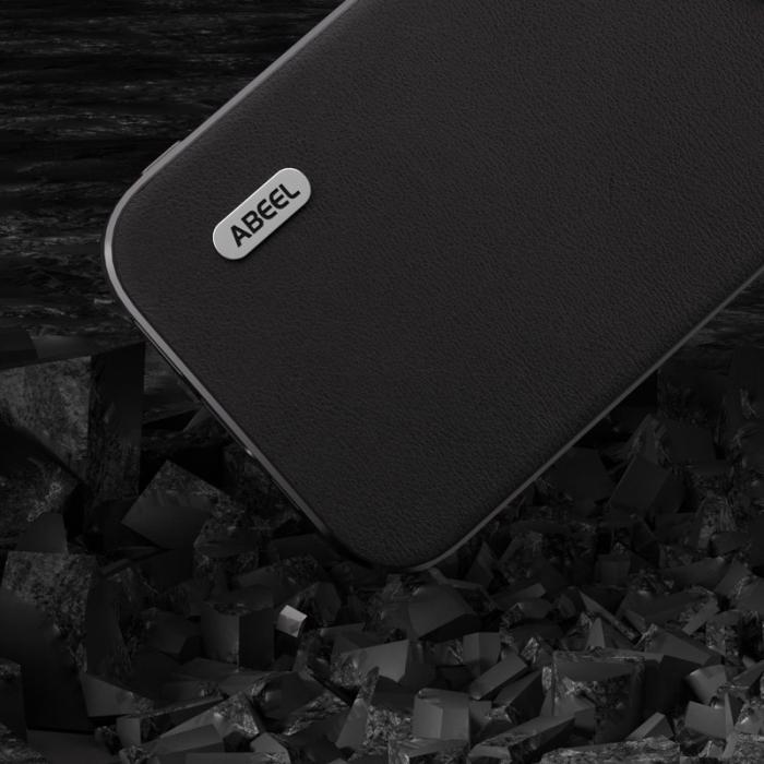 ABEEL - ABEEL Mobilskal till iPhone 14 Pro Max Shockproof PU Läder Svart