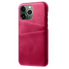 OEM - iPhone 14 Pro Max Skal Korthållare PU Läder - Magenta