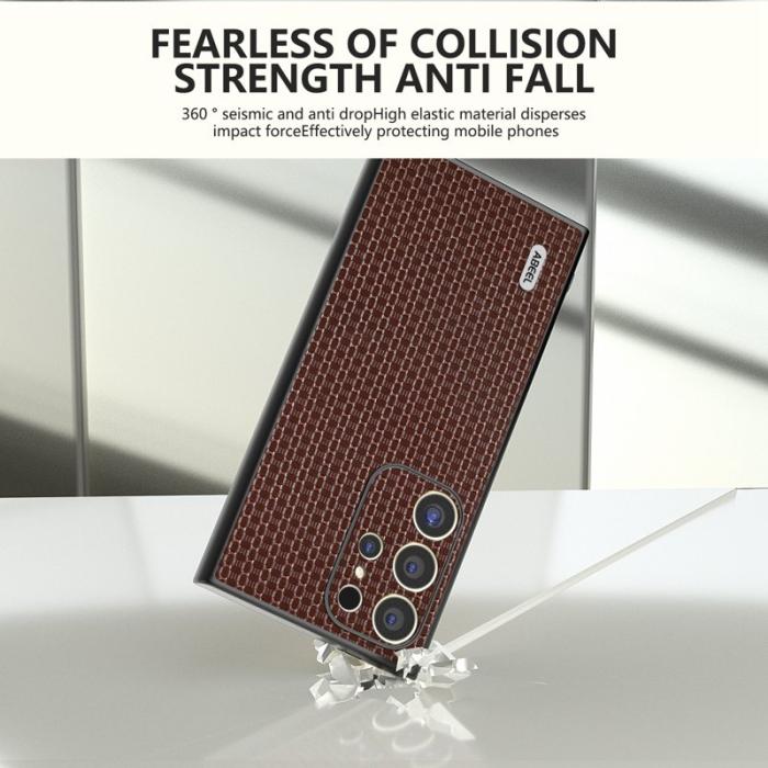 ABEEL - ABEEL Mobilskal till Samsung Galaxy S24 Ultra Äkta Läder + PC + TPU - Brun