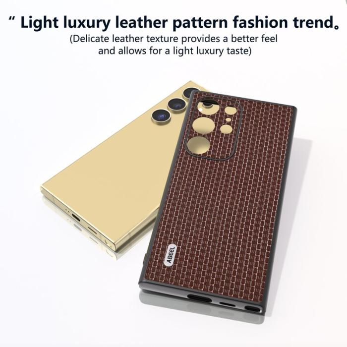 ABEEL - ABEEL Mobilskal till Samsung Galaxy S24 Ultra Äkta Läder + PC + TPU - Brun