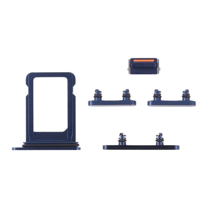 UTGATT1 - iPhone 13 Mini Simkortshållare (Dual) + Sidoknappar - Blå
