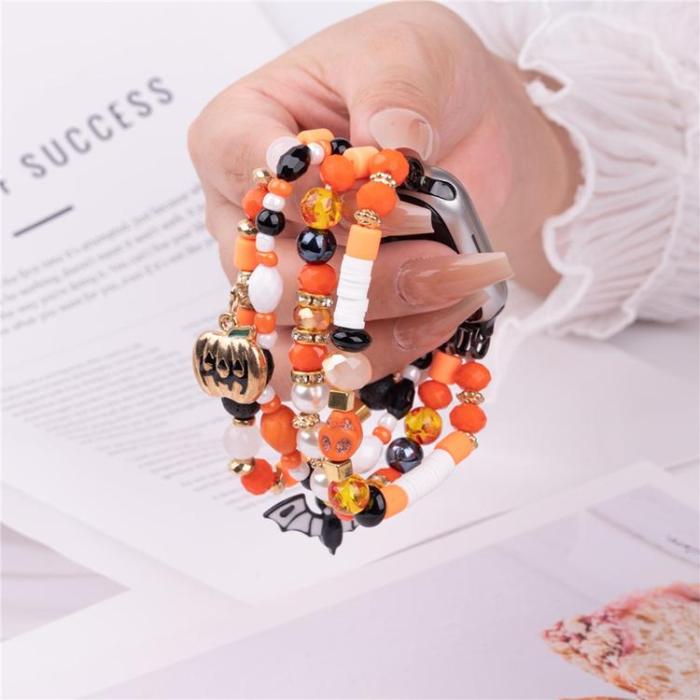 OEM - Apple Watch (49mm/46mm/45mm/44mm/42mm) Armband Halloween Beaded - Fladdermus