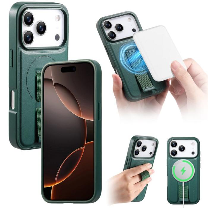 CASENEO - CASENEO iPhone 17 Pro Fodral Magnetiskt KonstLäder - Grön